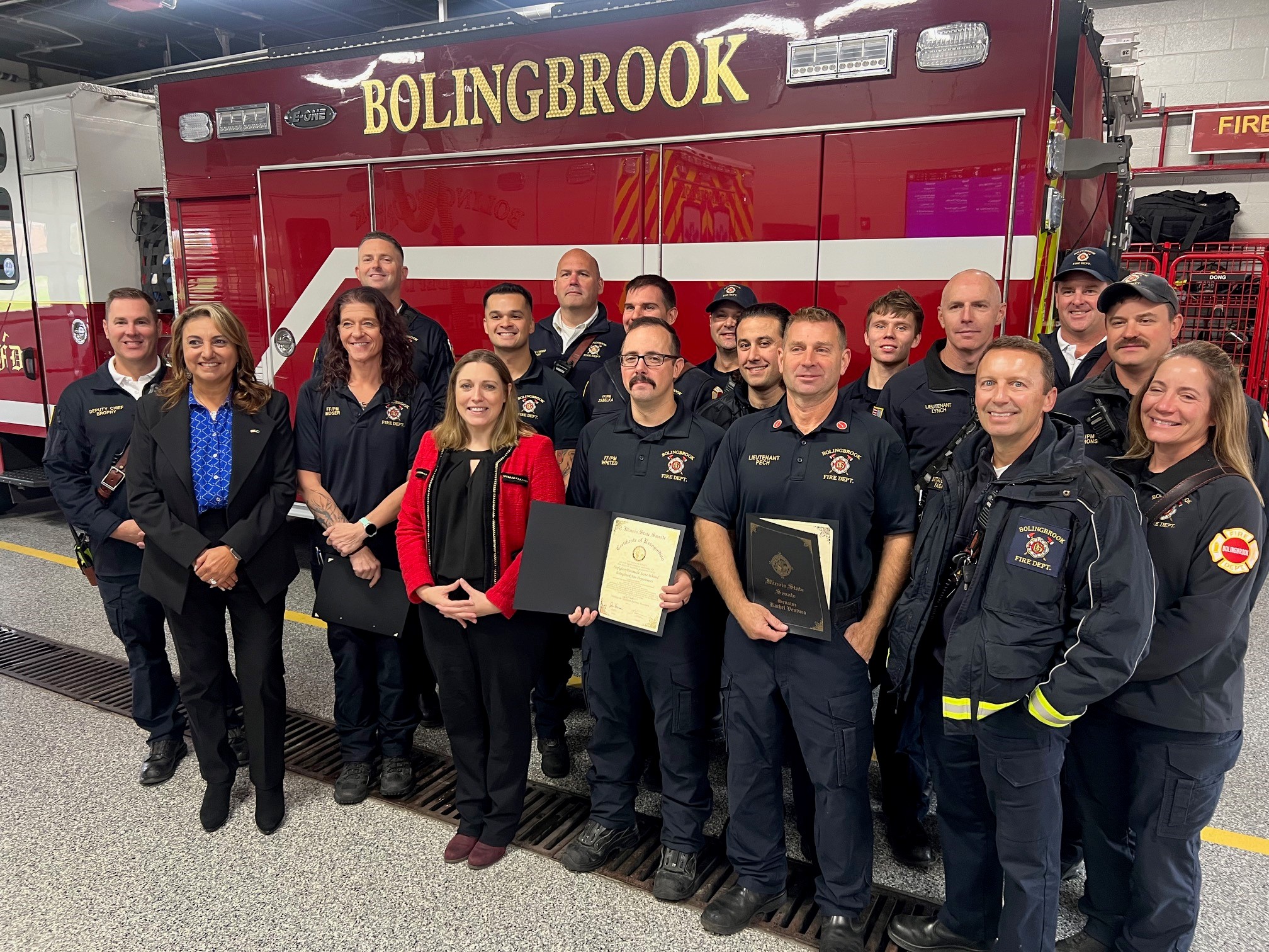 Sen. Ventura with Bolingbrook FD